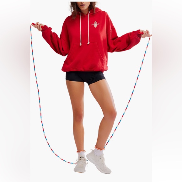 NWT FREE PEOPLE MOVEMENT FINAL CALL LOGO HOODIE | CRANBERRY COMBO | LARGE - Picture 7 of 9